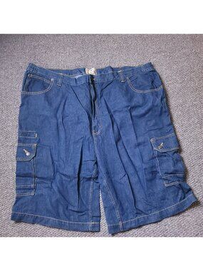 Liberty Blues Cargo Jean Shorts Mens 50 Big Tall Blue Denim Elastic y2K Jorts